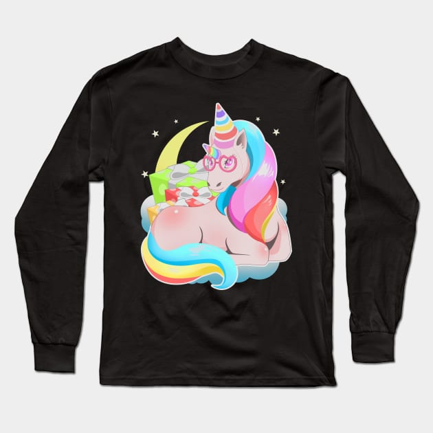 Magical Unicorn With Party Hat Birthday Long Sleeve T-Shirt by TheBeardComic